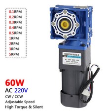 AC 220V 60W Two Stage Worm Gear Reducer Gearbox Motor Gearmotors 0.1RPM to 5RPM