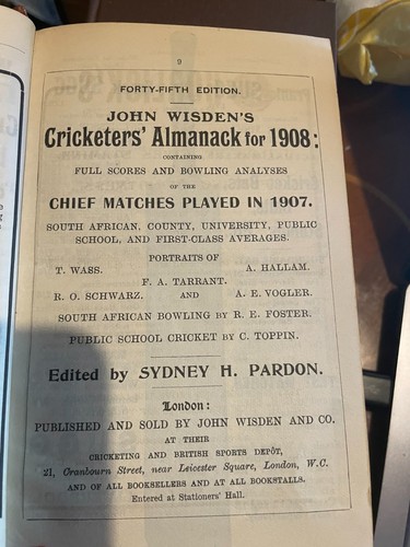 Rare 1908 edition wisden - rare,
