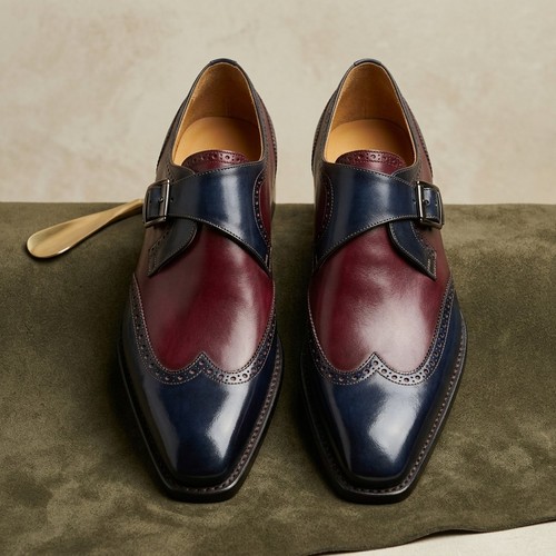 Mens handmade blue burgundy - blue,