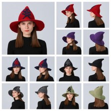 Halloween Skull Witch Wizard Hat Women Men Knitted Witch Hats Cosplay Costume