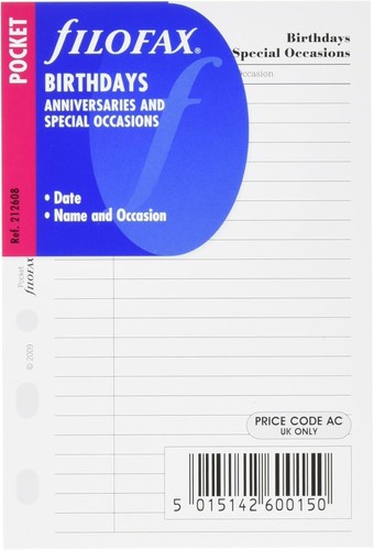 Filofax pocket birthdays - filofax,