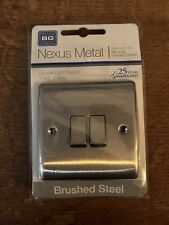 BG NEXUS Double Light Switch 10AX 2gang 2Way Brushed Steel