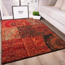 Living Room Rug Red Grey