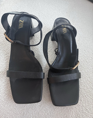 Zara black leather ankle - zara,