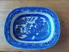 Antique Willow Pattern Dish - 13 inch by 10 Inch By 3 Inch deep