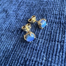 18ct gold black opal stud earrings