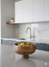 Natural Mango Wood Large Footed Fruit Bowl by Next