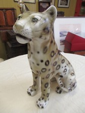 Vintage Large Italian Pottery Leopard Cheetah Big Cat 14inch High RARE Italy MCM