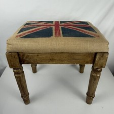 Union Jack Burlap Wood Foot