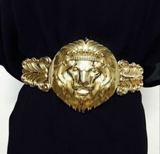 Lion Head Luxury Women Gold Metal Elastic Stretch Waistband Waist Obi Belt