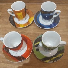 Set 4 Royal Worcester Govinder Nazran Cup & Saucer Coffee espresso 2004 Rare