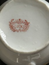 Beautiful Vintage Fine China Lucky Tea Service Including 7 Cups And Sauces