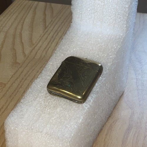 Small old brass vesta - small,