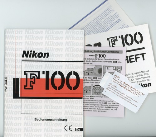 Nikon f100 camera user manual - f100,