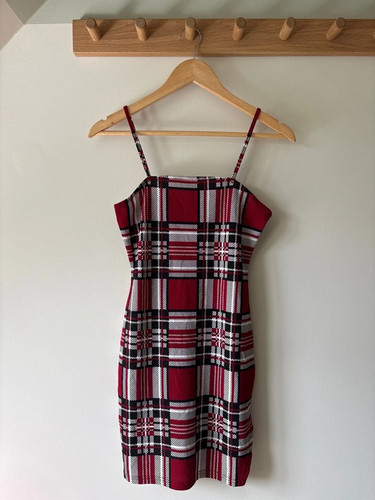Red tartan mini dress size - red,