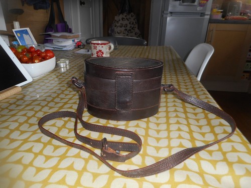Old leather binocular case - , &