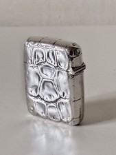 Antique Victorian Silver Novelty Crocodile Skin Vesta Case LAWRENCE EMANUEL 1892