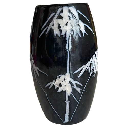 Vintage black pottery vase - vintage,