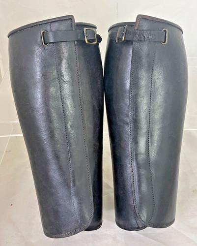 Vintage black leather gaiters - leather,