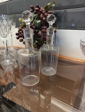 Pair ANTIQUE Hand Blown Etched