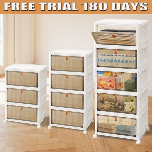 Folding storage box stackable - folding,