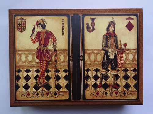 Wooden playing card box - card,