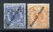 Germany – Marshall Islands 1899 overprinted 20pf. & 25pf. values both fine used
