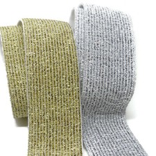 Soft Glitter Metalic Fold over Elastic - Gold and Silver - headbands, 15 - 40mm