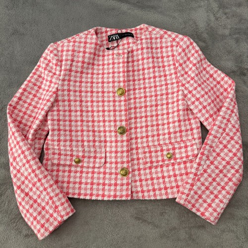 Zara houndstooth pink white - houndstooth,