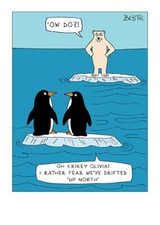 Funny Penguins Drift Up North