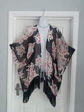 Papaya Matalan Beach Holiday Cover Up Sheer Tassels Black White Red