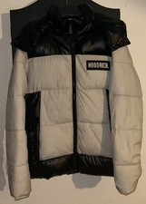 HOODRICH OG Clique Full Zip Panelled Hoodie Puffer Jacket Oyster/Black MEDIUM