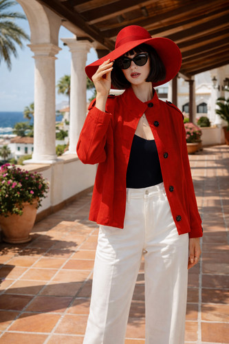 Zara high collar - high, linen