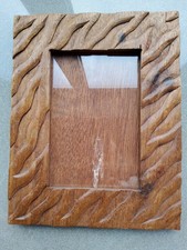 Rustic Hand Carved Hard Wood Picture Frame 9.75" x 8" With Glass Wall Hanging