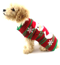 Dog Christmas Jumper Red Green Snowman Sweater Size L Festive Pet Outfit Unused