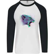 A Watercolour Lion Mens L/S Baseball T-Shirt