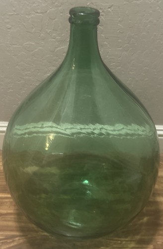 Vintage green glass demijohn - vintage,