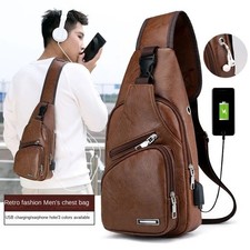 Mens Genuine Leather Chest Bag