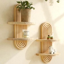 Boho Style Wooden Wall Shelves