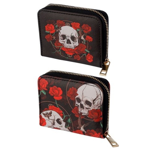 Skull red roses - red, zip