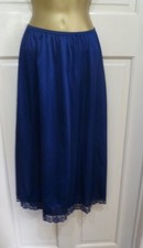 VINTAGE STYLE IMAGES NAVY SILKY NYLON EX LONG HALF SLIP PRETTY LACE SZ 20-22