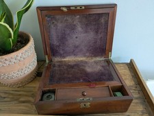 Antique Wooden Box Writing Slope Restoration Repair No Key Vintage Desk Top Prop
