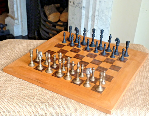 Brass staunton chess set - staunton,
