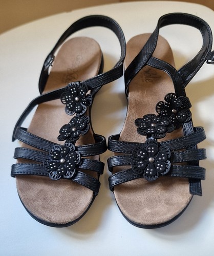 Women black floral - black, embossed