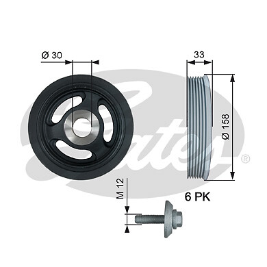 Gates tvd1061a belt pulley - tvd1061a,
