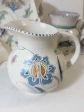 Honiton Pottery Bicton Jug Art Deco Hand Painted Impressed Mark Devon 6" h x7" w