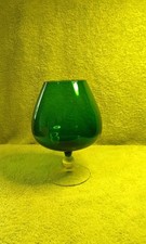 Vintage Green Brandy Baloon Glass  with Clear Stem