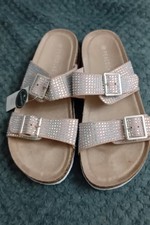 Nwt Ladies Sparkly Slip On Sandals Size / Peacocks Rrp £12
