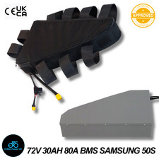 Electric Bike Battery 72V 30AH Aluminium Triangle Case Lithium Samsung 50S Cells