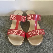Gorgeous Ladies Russell & Bromley Red & Gold Studded Sandals, UK Size 5, EU 38,
